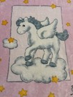 Vintage Baby Mink Blanket Pink  Plush Pegasus Horse Stars Warm 43    X 53   
