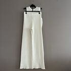 House Of Harlow 1960 2pc Set Crochet Knit Crop Top   Flare Pants Ivory Small