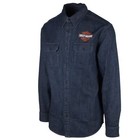 Harley-davidson Men s Dark Indigo Bar   Shield Denim L s Woven Shirt  s50 
