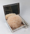 Antique Engraved 800 Silver Compact Case With Lipstick   Powder W  Jeweled Lid