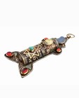 Vintage Middle Eastern Silver Copper Mezuzah W  Gemstones