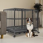 36  Silver Dog Crate Heavy Duty Metal Large Pet Cage House Kennel W wheels  tray