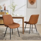 Set Of 2 Modern Faux Leather Dining Chairs upholstered Kitchen Chair W Metal Leg