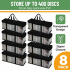 Cd Storage Bags  8 Pack  Clear Pvc Plastic Media Carrying Case With Zipper - Hol
