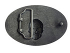 Silver Finish Western Belt Buckle - Biker Skull   Pistol Belt Buckle