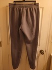 Adidas Men s L Gray 3-stripe Jogger Pants Elastic Waist Drawstring Pockets