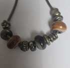 Next Vintage Style Charm Bracelet Bronze Tone Glass Beads Heart Flower Adjustabl