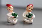 Vtg Christmas Mcm National Pottery Pixie Elf Lusterware Candle Hugger Climber