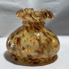 Exceptional Fenton Glass Vasa Murrhina Brown Orange 1960s Lamp Shade