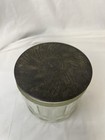 Vintage Rex Glass And Silver Dresser Vanity Powder Jar With Mirror In Lid  4 In