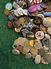 Vintage Junk Drawer Lot - Tokens  Coins  Beer Caps  Pins   More