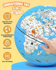 World Globe For Children 8-inch Illuminated Earth Globe With 100  Animal Adventu