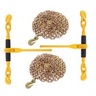 2pack Chain And Bundle Kit 5 16  To 3 8  Ratchet Binder 7100lbs W 20ft G80 Chain