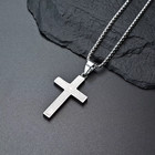 Stainless Steel Necklace Cross Pendant Box Chain Lobster Gold Bible Prayer N22