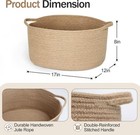 Jute Wicker Storage Basket With Handles  Decorative Woven Basket