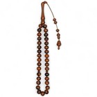 Rare Antique Ottoman Natural Horn Prayer Beads Tasbih 33 Amber Craquelure 19 6g