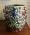 Vintage Bordallo Pinheiro Grape  Leaves Ice Bucket Or Cache Pot Rare Never Used