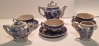 Vintage Blue Willow China Toy Tea Set  Vgc   Made In Japan  W original Box  50 s