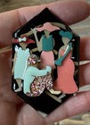 Vintage Woman Pins By Lucinda Women In Hats One Sitting With Glitter Brooch