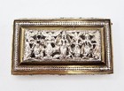 Indian   Burmese Solid Silver   Bronze Trinket Box 19th Century