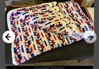 Handmade Crochet Blanket 72x52 Red White Blue Afghan Throw Scalloped Edge Usa Pa