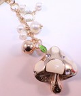 Rhinestone Bling Key Chain Fob Phone Purse Charm Mushroom And Dangle Beads