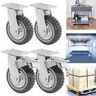 Set Of 4 Heavy Duty 6  Swivel Caster Polyurethane Wheels With Locking Brake