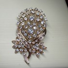 Large Gold-tone Crystal Floral Brooch 2 5  Statement Pin Vintage Elegant