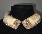 Vintage Ladies Rabbit Fur  Collar With Faux Pearl Trim   Beads  Damage See 