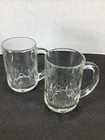 Set Of 2 vintage Clear 14oz Thumbprint Beer Glass Mugs Tankard Drinking