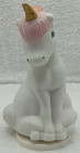Ceramic White Wind Up Musical Unicorn Figurine Rainbow Mane 7  Vintage Works