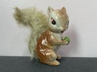 Vintage 3 3 4  Red Brown Squirrel Ceramic Figurine Enesco Japan Fur Green Nut