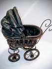 Antique Victorian Doll Baby Carriage Stroller Buggy Pram  Wood Body   Wheels
