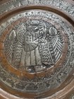 Rare Vintage Persian Hand Hammered Copper Tinned Wall Hanging Plate Tray Dish