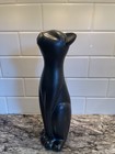 Large Ceramic Black Cat Figurine Vintage Standing Mcm Dramatic Attitude Kitty