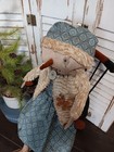  Primitive Folk Art Winter Christmas Snowman Snowgal Blue Dress Snowflake Doll 