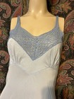 Vintage Elysee 1950 s Blue Satin Empire Slip Nighty Lingerie  32-34 
