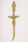 Antique Brass Figural Letter Opener     Sword-form  Joan Of Arc Handle