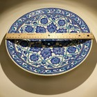 Vtg Hand-painted Hangable Plate Mehmet Gultekin Blue Flowers   Buds Turkey Read