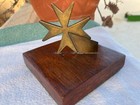 Antique Art Deco Bronze Order Malta Cross Visit Business Card Holder Paperweight