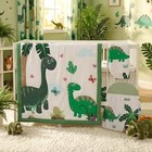 4 Piece Dinosaur Crib Bedding Set  Green Safari Baby Boy Sheet