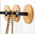 4 Pcs Decorative Wood Wall Coat Hooks Adhesive Waterproof Black Towel Rack