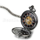 Vintage Flower Pattern Skeleton Steampunk Mechanical Pocket Watch Men s Necklace