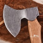 New Handmade Viking Hatchet 20  Damascus Steel Ash Wood Handle Leather Sheath