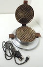 Vintage Dominion Usa Waffle Maker 1306 Engraved Top Wood Handles    40   s Chrome