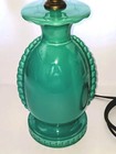Vintage Mid-century Turquoise Ceramic Table Lamp W  Shade     1950s Mcm Cabin Find
