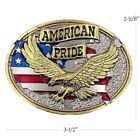 American Pride Full Color Belt Buckle Usa Flag Eagle Western Cowboy Patriot