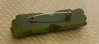 Art Deco Carved Green Bakelite Brooch 20s Vintage Thick Chunky 3  Wide Tested