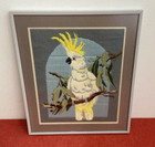 Vintage Wall Hanging Tapestry W Sulphur Crested Cockatoo Pattern Bird Gum Art