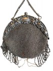 Antique Art Nouveau Silver Mesh Purse W  Ornate Frame   Chatelaine Clip      1900s